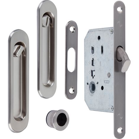 Kit puerta corredera picaporte condena uñeros níquel satinado 16mm (1/2)