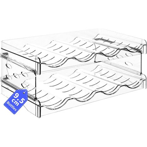 Organisateur Frigo Empilable, 8 Bouteilles - Porte Bouteille Pratique pour Réfrigérateur, Range Bouteille Frigo pour Eau et Vin (2 Couches 8 Bouteilles) (1/5)
