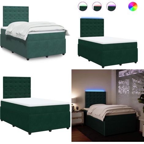 Giroletto a Molle con Materasso Verde Scuro 120x190 cm Velluto - Materasso a molle insacchettate - Letto con testiera regolabile
