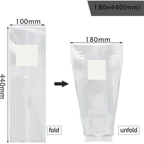 (180 x 440 x 0,06 mm, 20 pièces) Sacs de culture filtrants en polypropylène (PP) pour mycélium de champignons, épaisseur 0,06 mm, respirants et résistants aux hautes températures, pour jardinière. (1/4)