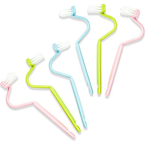 Lot de 6 brosses de toilette en forme de U avec nettoyeur de bordures, petite brosse de WC courbée, avec manche long et poils denses pour un nettoyage en profondeur, brosse de bord des (1/5)