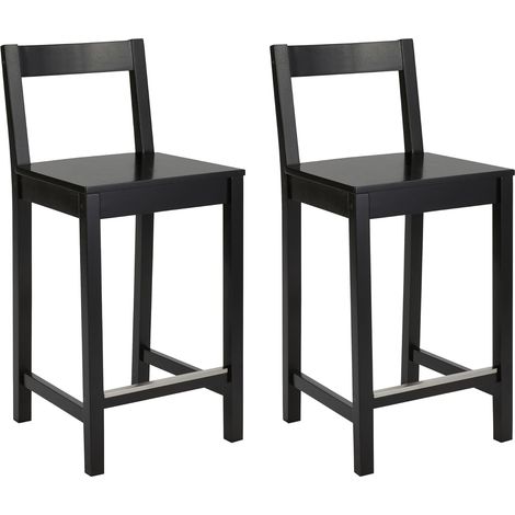 Lot de 2 tabourets de comptoir de cuisine en bois noir avec un dossier, tabouret de bar et de salle à manger, montage facile, moderne, 88 cm de haut (1/5)