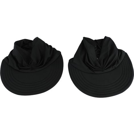 Chapeau de soleil femme, dessus vide, souple et léger, froncé, idéal pour le sport, la plage, les voyages et la randonnée, noir, lot de 2 (1/5)