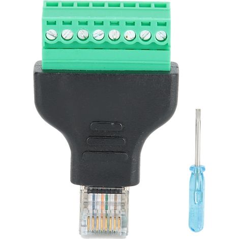 Adaptateur RJ45 pour borne à vis 8 broches, design compact, résistant à l'usure, plastique, ensemble (1/5)