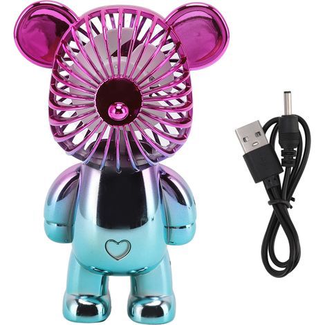 Ventilateur Portable USB en Forme d'Ours Mignon pour Bureau, Chambre et Salle d'Étude