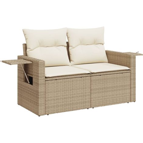 Maison Exclusive - Divano da Giardino con Cuscini a 2 Posti Beige in Polyrattan