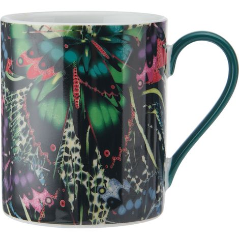Mikasa x Sarah Arnett Mug de Porzellan, bedruckte Tee- und Kaffeetasse, einzigartige Geschenk-Tasse, Schmetterlingsdruck de, 350ml - spülmaschinenfest.