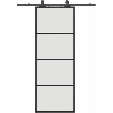 Porte coulissante kit de quincaillerie noir 76x205 cm verre ESG