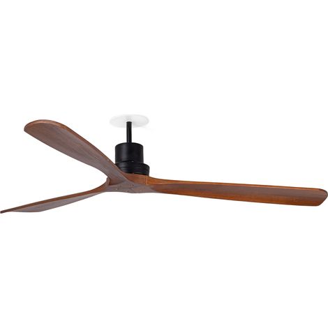 Faro Lantau Ventilateur de plafond encastré Lantau 132 cm, noir mat, pales en noyer