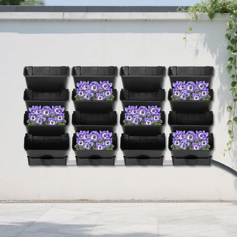 Wall Mounted Planter Set of 20 (16 + 4), Vertical Garden Planters with Auto Drip Irrigation, Space Saving Self-Watering System, Ideal for Balcony, Fence, Patio, Living Green Wall (1/5)