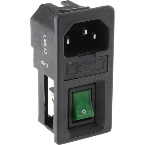 Connecteur IEC Mâle C14 RS PRO, Montage rapide, 6A, 1 fusible ( Prix pour 1 )