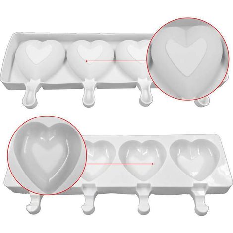 4-teilige Eisform, 3D-Herzform, Silikonform für selbstgemachtes Eis, Püree und Joghurt (1/5)