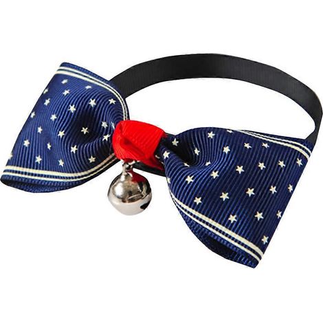 Collar con lazo para gatos, ajustable, para gatos pequeños, color azul oscuro. (1/5)