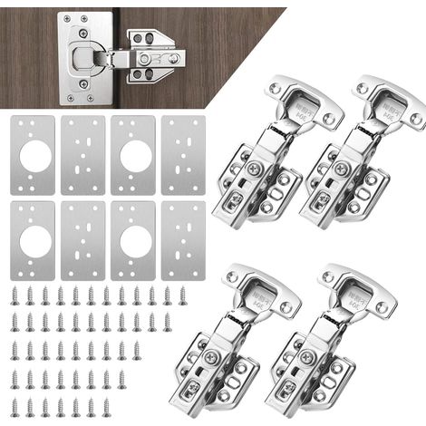ZOLGINAH Placas de reparación de bisagras, soportes de gabinete, reparación de placas de acero inoxidable, placas de reparación de puertas de gabinetes de cocina con 48 tornillos (1/5)