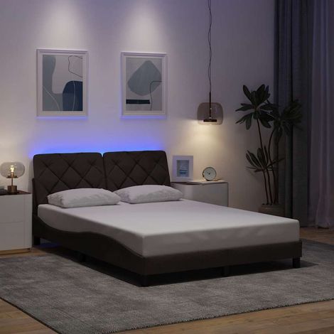 Estructura cama con LED sin colchón marrón oscuro 120x200 cm vidaXL (1/5)