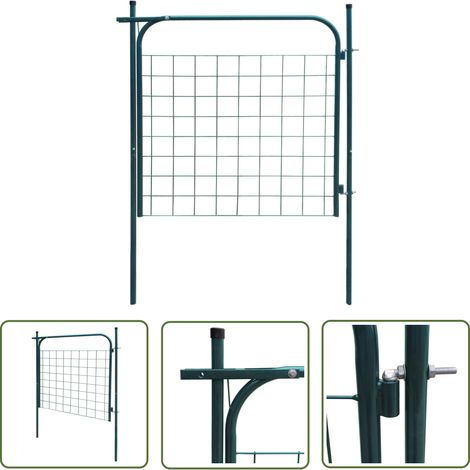 The Living Store Gartenzauntor 100 x 100 cm Grün - Gartentor - Zaun - Metalltor - Stahltür - Eingangstor (1/5)