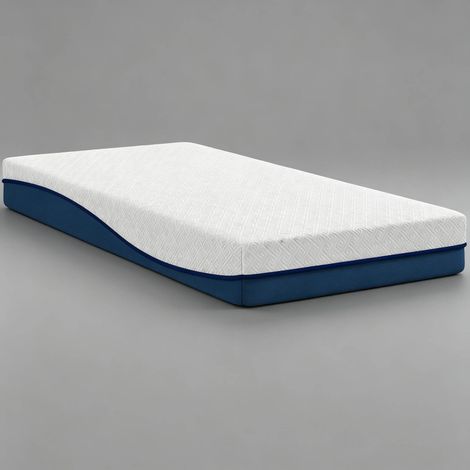 Materasso 90x190 cm in memory foam, 20 cm, fodera lavabile, bianco e blu OKMYHOME (1/5)
