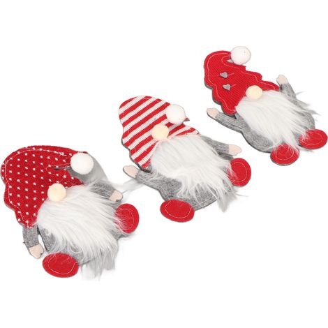 Lot de 3 couverts de table avec gnome de Noël, sac, étui à couteau et fourchette sans visage, décoration de Nouvel An (1/5)