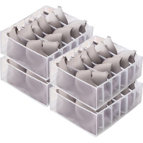 Lot de 4 organiseurs de vêtements en maille, compartiments de rangement pour soutien-gorge, dimensions 32 × 32 × 12 cm (1/4)