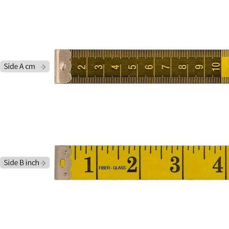 Mètre ruban double face sur mesure, souple et adapté aux mesures de poitrine et de taille, 150 cm, jaune (1/3)