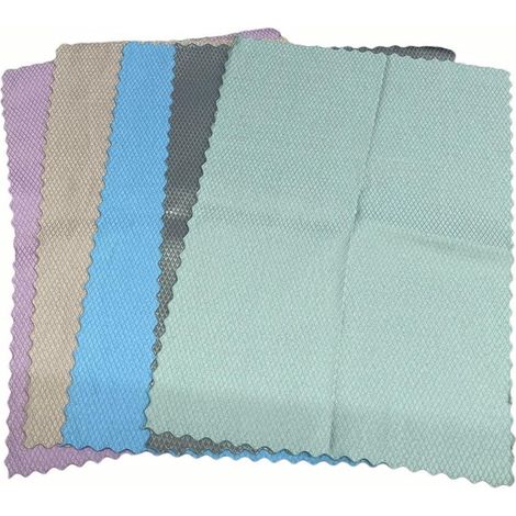 TRADE SHOP - Set 5pz Panni Per Pulizia Vetri Stoviglie Superfici Trama A Squame Di Pesce Riutilizzabile - (1/5)