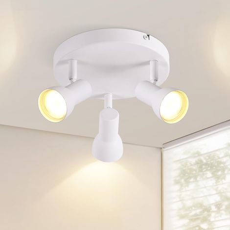GBLY Faretto da soffitto per corridoio a 3 luci. Moderna plafoniera rotonda, per interni, bianca, metallo, GU10, orientabile, per camera da letto, soggiorno, cucina (senza lampadina). (1/5)