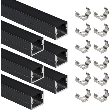 Lot de 6 profilés en aluminium pour panneaux muraux, profilés d'éclairage de 1 m pour panneaux acoustiques, bandes lumineuses LED 12 × 10 mm pour chambre à coucher et studio d'enregistrement (1/5)