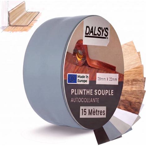Dalsys plinthe souple autocollante plinthe adhésive, plinthe de finition pour joints dans le séjour, la cuisine, la salle de bain, en PVC synthétique - Gris foncé 15m