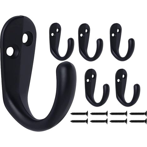 Schwarzer Kleiderhaken, 6 robuste Retro-Wandhaken aus Metall, einzelne Wandhaken für Zuhause, Eingangsbereich, Küche, Schlafzimmer, Badezimmer, Garage