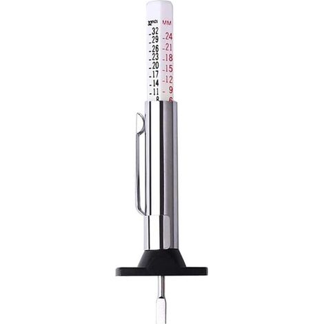 SABIR Jauge de Profondeur de Bande de roulement de Pneu,jauge profondeur pneu,Longuer 90mm,pour Voiture Vélo Van Camion Moto,appareil de contrôle métrique Digital de mesure standard en acier inoxydabl (1/5)