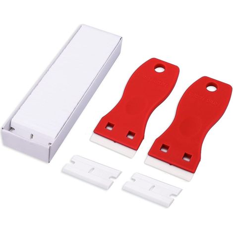 Schaber Kunststoff 100 Klingen 2 Stück Aufkleber Glas Rot (1/5)