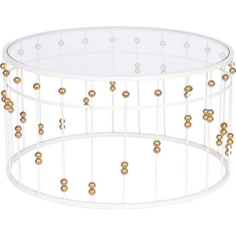 Mesa Centro Metal Cristal 82X82X45 Blanco (1/5)