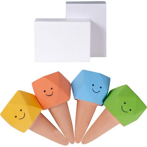 Ensemble de 4 cônes d'arrosage automatiques en argile avec des visages amusants pour un arrosage propre et sans dégâts. (1/5)
