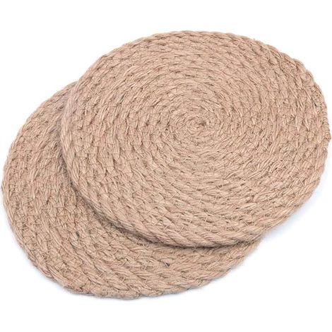 Coussinets isolants rotin 7 pouces sous-verres rotin tissé main Assiettes base tasse vaisselle Support pot isolant Pads Accessoires cuisine salle manger (1/4)