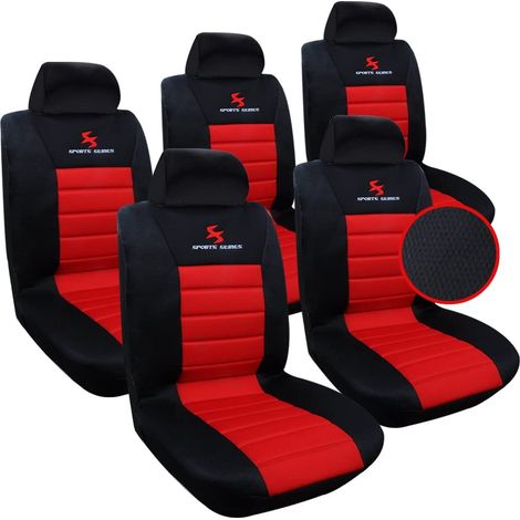 Woltu – Housse de siège auto universelle 5 pièces en polyester respirant – Résistante à l'usure et à la saleté – AS72575 (1/4)