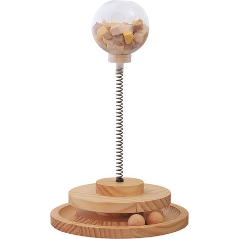 Juguete para gatos que alivia el aburrimiento, pelota giratoria, palo de juguete automático resistente a las mordeduras, bandeja giratoria 【Bola liofilizada】 (1/3)