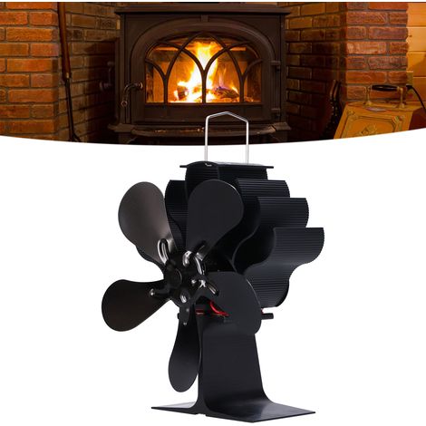 Ensemble thermomètre et ventilateur de cheminée à cinq pales à une seule tête pour cheminées à bois (1/5)