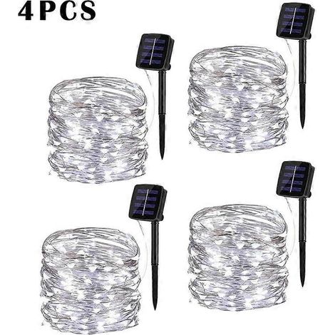 Guirlande lumineuse solaire LED extérieure de 32 m étanche type feston pour jardin féérique - 32 m 300 LED lot de 4 blanche (1/5)