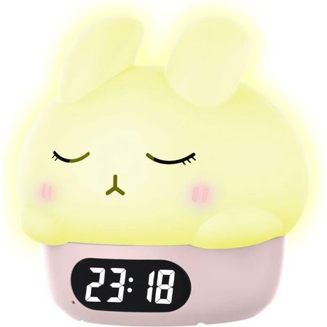 Luce notturna per bambini - lampada da tavolo per camera da letto - a forma di coniglietto - lampada da comodino a cartone animato - luce notturna per neonati (rosa) (1/5)