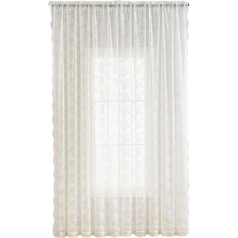 2 Rideaux Voilés Brodés Fleurs, Poche à Tringle, Tissu Léger Transparent, 150x180cm, Salon Chambre Cuisine (1/5)
