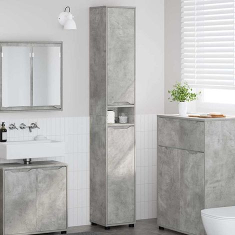 Badezimmerschrank Beton Grau 30,5 x 30 x 195 cm Holzwerkstoff