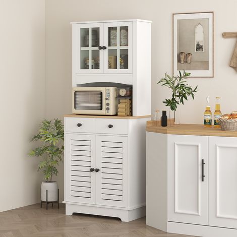 Enfilade / commode de rangement, salon ou salle à manger, grand volume de rangement, bois, tiroirs de rangement, 68 x 39,5 x 170 cm, blanc, rangement salon (1/5)