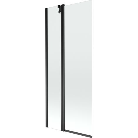 Mampara de Bañera 2 hojas Vidrio transparente, 80x150 cm, Perfil negro (1/4)