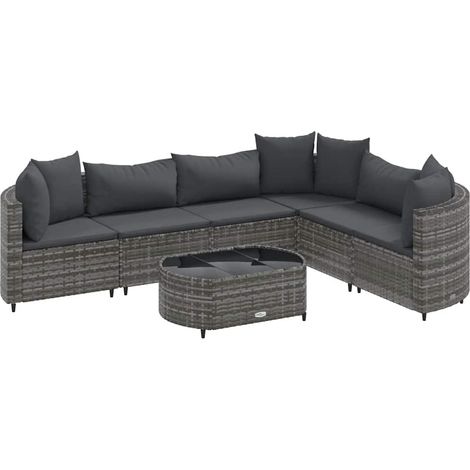 Maison Exclusive - 7-tlg. Garten-Sofagarnitur mit Kissen Grau Pol (1/5)