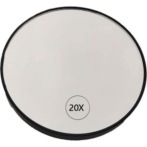ALLIANDISMiroir de Maquillage Grossissant Anti-BuéE Courtoisie à Ventouse 20X Portable avec PoignéE, Noir (1/4)