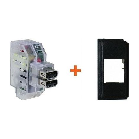 Fanton caricatore doppia presa USB A 5V 2,4A compatibile Bticino Now nera - 82892-NN