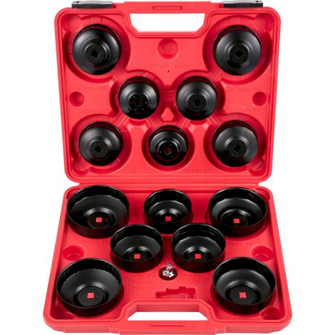 Jeu de douilles à filtre à huile 14 PCS, jeu de clés à filtre à huile en acier tête 9,5 mm, cloches de filtre d'huile avec mallette, pour retirer et installer bouchon du filtre à carburant (1/5)