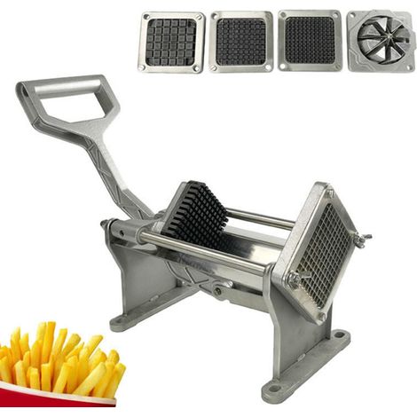 Coupe-pommes de terre en acier inoxydable, trancheur de fruits et légumes, outil de hachoir à frites avec 4 lames, 1 pièce (1/5)