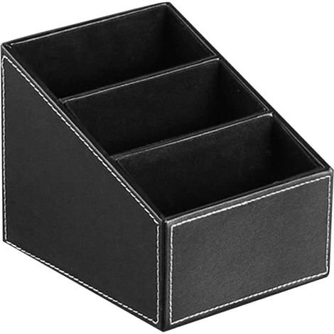 Modischer PU-Leder-TV-Fernbedienungshalter mit 3 Fächern, Aufbewahrungsregal, Aufbewahrungsbox (weiß). (1/5)
