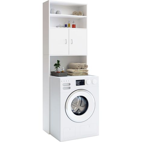 CASARIA® Mueble Alto para Lavadora Secadora sobre Inodoro Armario Estantería de Baño Almacenamiento Organizador 185x63x20cm Ahorra Espacio